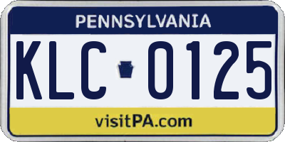 PA license plate KLC0125
