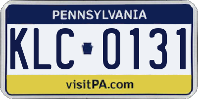 PA license plate KLC0131