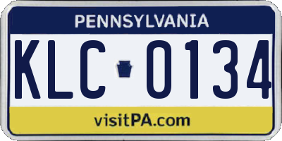 PA license plate KLC0134