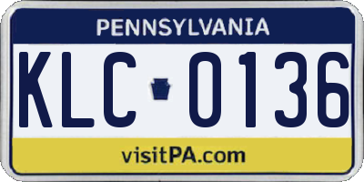 PA license plate KLC0136