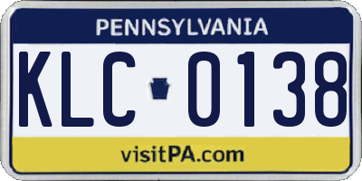 PA license plate KLC0138