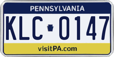 PA license plate KLC0147