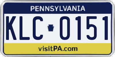 PA license plate KLC0151