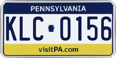 PA license plate KLC0156