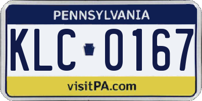 PA license plate KLC0167