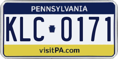 PA license plate KLC0171