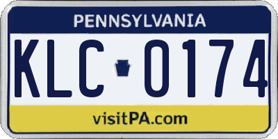 PA license plate KLC0174