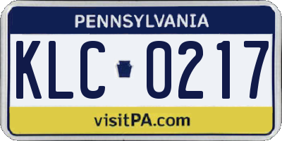 PA license plate KLC0217