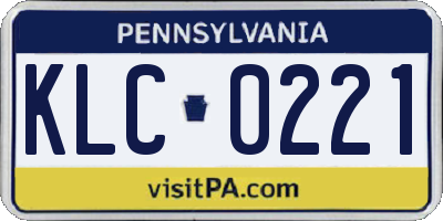 PA license plate KLC0221