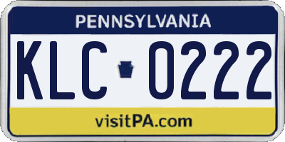 PA license plate KLC0222