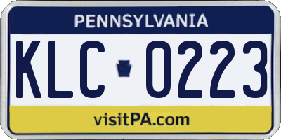 PA license plate KLC0223
