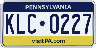 PA license plate KLC0227
