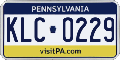 PA license plate KLC0229