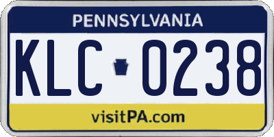 PA license plate KLC0238