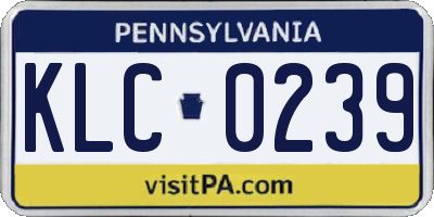 PA license plate KLC0239