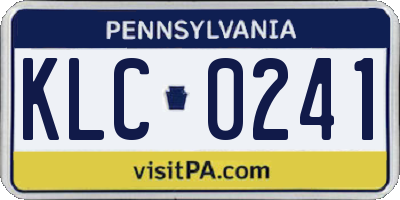 PA license plate KLC0241