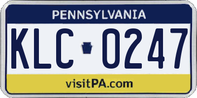 PA license plate KLC0247