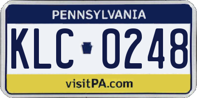 PA license plate KLC0248