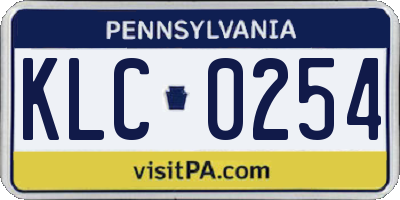 PA license plate KLC0254