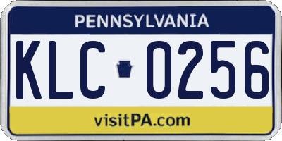 PA license plate KLC0256