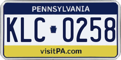 PA license plate KLC0258