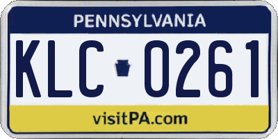 PA license plate KLC0261