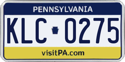 PA license plate KLC0275