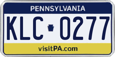 PA license plate KLC0277