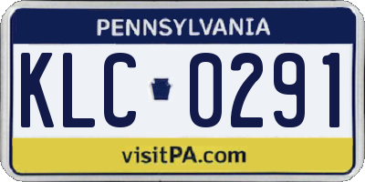 PA license plate KLC0291