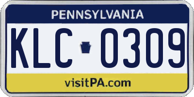 PA license plate KLC0309