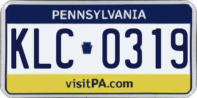 PA license plate KLC0319