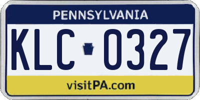 PA license plate KLC0327