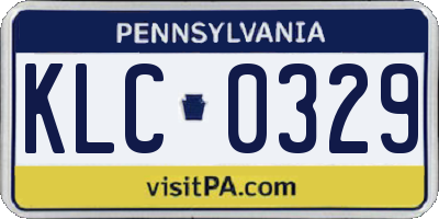 PA license plate KLC0329