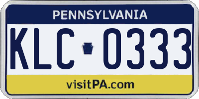 PA license plate KLC0333