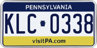 PA license plate KLC0338