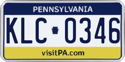 PA license plate KLC0346