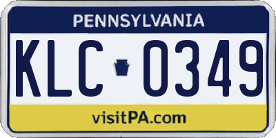 PA license plate KLC0349