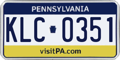 PA license plate KLC0351