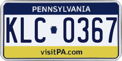 PA license plate KLC0367