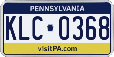 PA license plate KLC0368