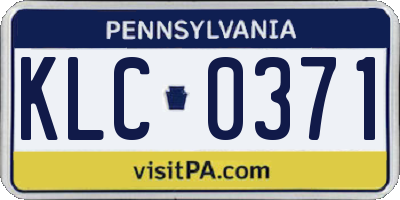PA license plate KLC0371