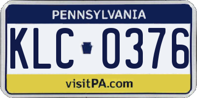 PA license plate KLC0376