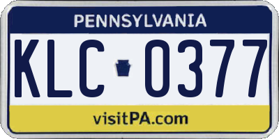 PA license plate KLC0377