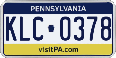 PA license plate KLC0378