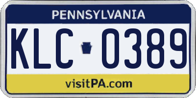 PA license plate KLC0389