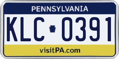 PA license plate KLC0391