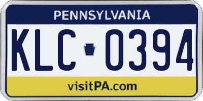 PA license plate KLC0394