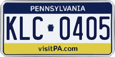 PA license plate KLC0405