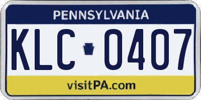 PA license plate KLC0407