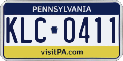 PA license plate KLC0411